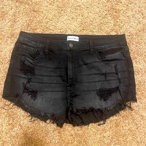 Studio Blue distressed black shorts